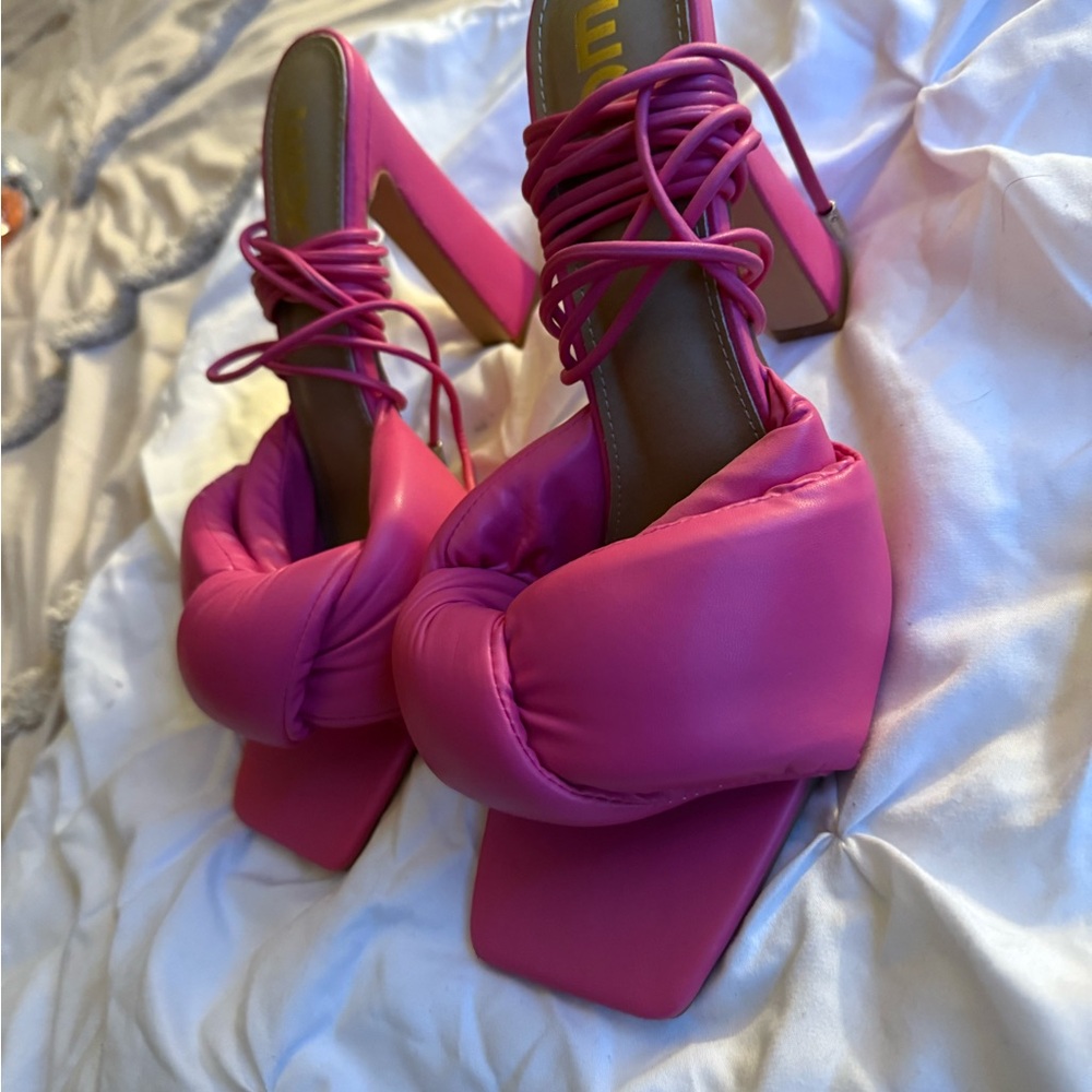 EGO Hot Pink Lace-Up Heels